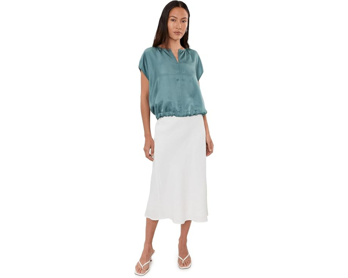 Топ Eileen Fisher с блестящим сатином и квадратным вырезом