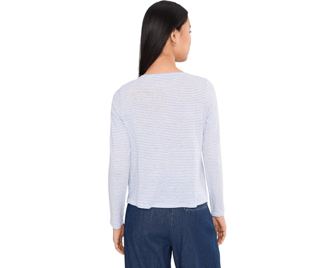 Eileen Fisher Удлиненная футболка с длинным рукавом и полоской из органического льна