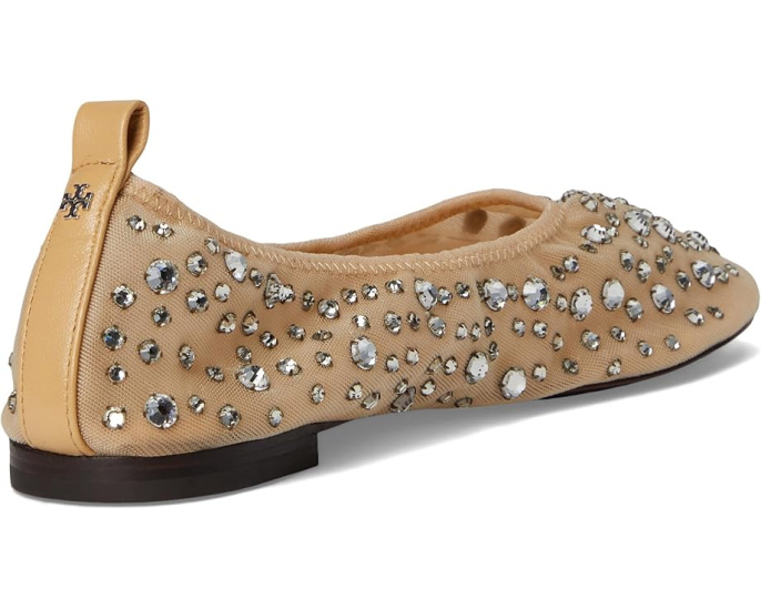 Балетки Tory Burch Crystal Ballet с кристаллами и эластичным краем