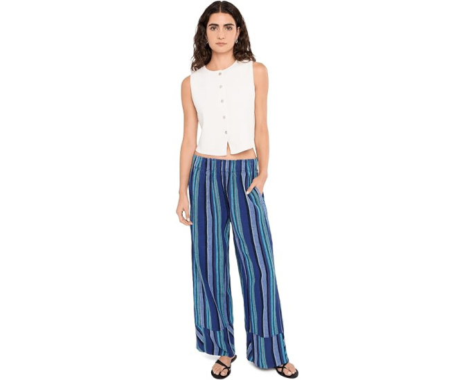 Свободные брюки Day's End Free People из льна с полоской на резинке