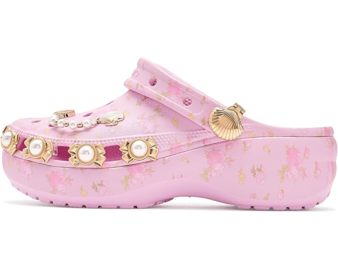 Классические платформенные клоги LoveShackFancy от Crocs с цветочным принтом
