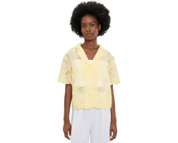 Повседневная рубашка с отложным воротником и коротким рукавом Vince Camuto Lemon Cream