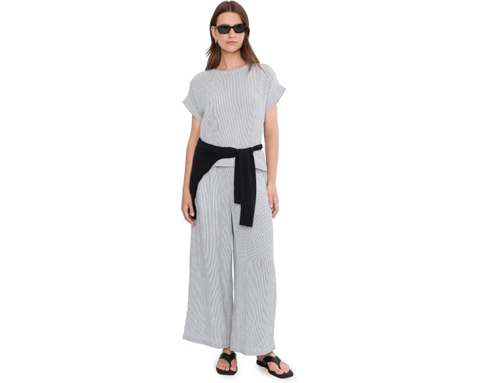 Топ Eileen Fisher из полосатого органического хлопка с круглым вырезом