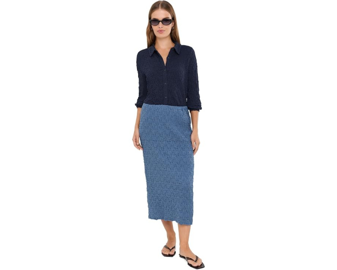 Блузка EILEEN FISHER Petite Bubble Jacquard классический воротник