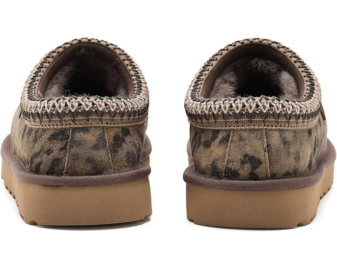 Домашние тапочки UGG Tasman с леопардовым принтом и мехом