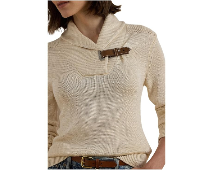 Свитер с пряжкой из хлопкового микса Lauren Ralph Lauren