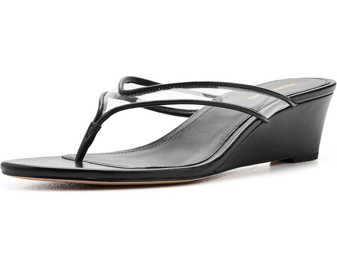 Босоножки-танкетки Clea Wedge Veronica Beard из кожи с перепончатым ремешком