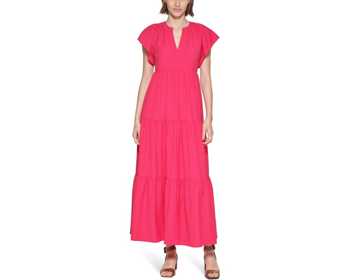 Платье миди Flutter Sleeve Gauze от Calvin Klein