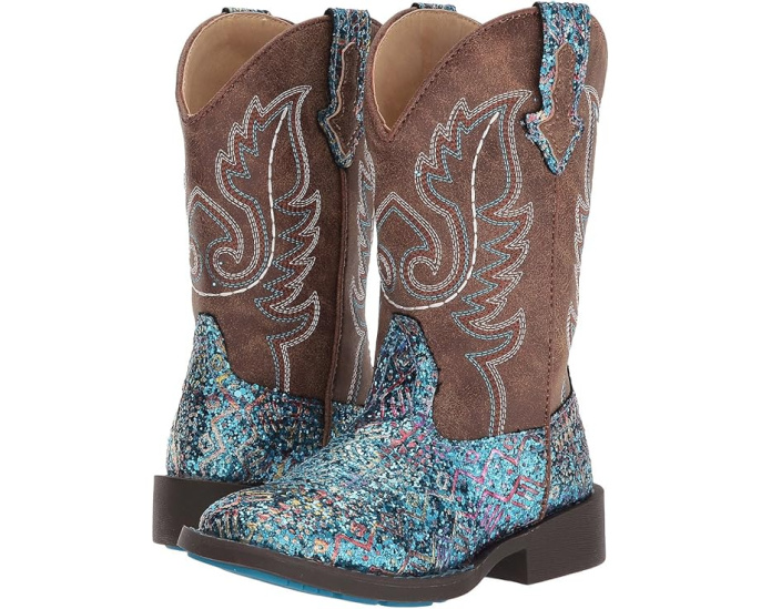 Сапоги Roper Kids Glitter Aztec с квадратным носком и блестками
