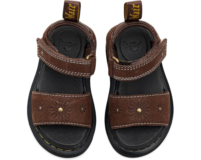 Сандалии Dr. Martens Marlowe Flower T для малышей с тиснением и пряжками