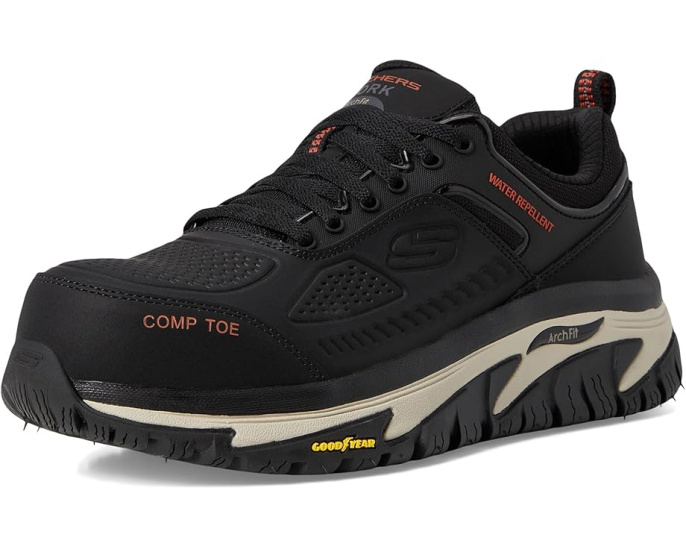 Кроссовки Skechers Arch Fit Road Walker Comp Toe черные с композитным носком