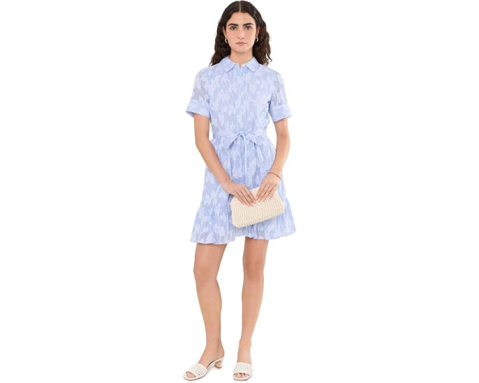 Платье-рубашка мини CeCe Cotton Burnout на поясе
