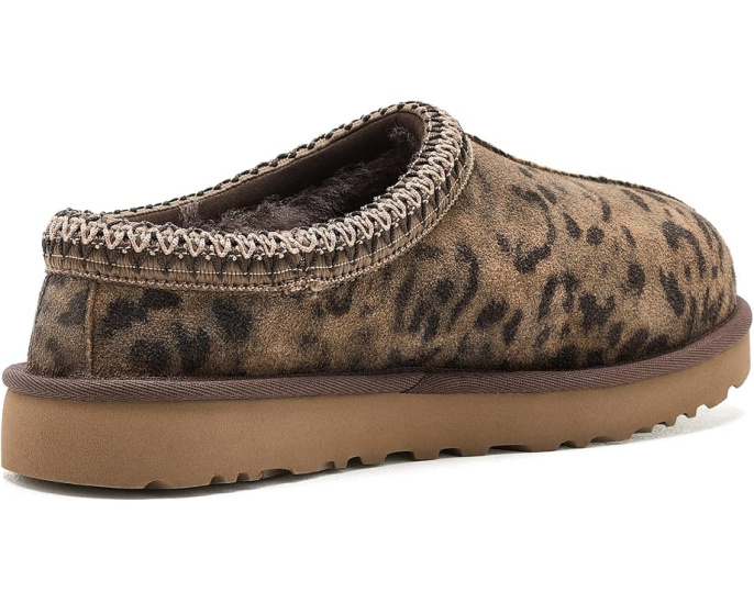 Домашние тапочки UGG Tasman с леопардовым принтом и мехом
