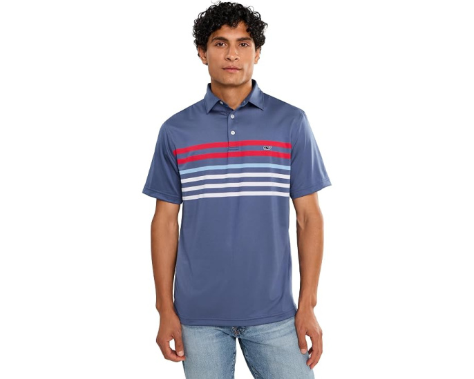Рубашка-поло Conch Stripe Sankaty с принтом от Vineyard Vines