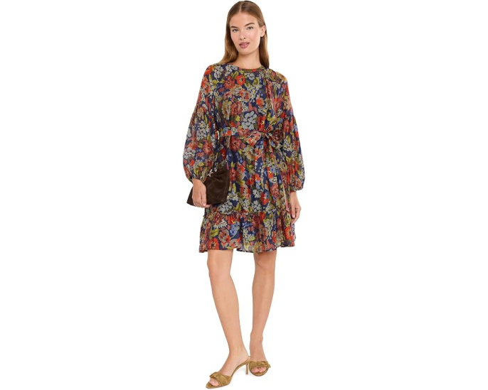 Dolman Sleeve One Tier Mini Dress with Self Belt
