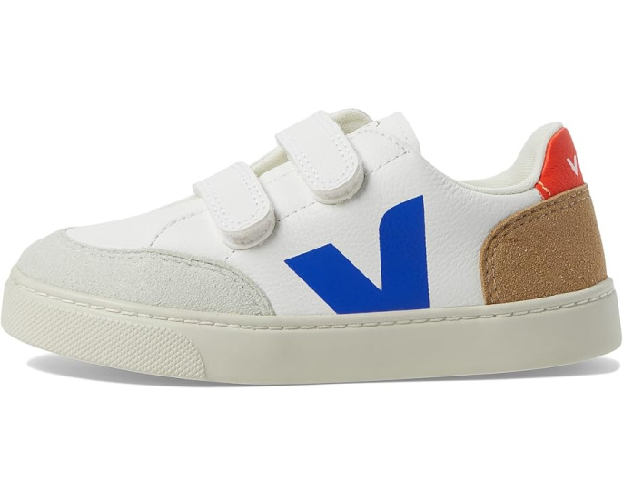 Кроссовки VEJA Small V-12 Chromefree для детей с кожаным верхом и двойной липучкой