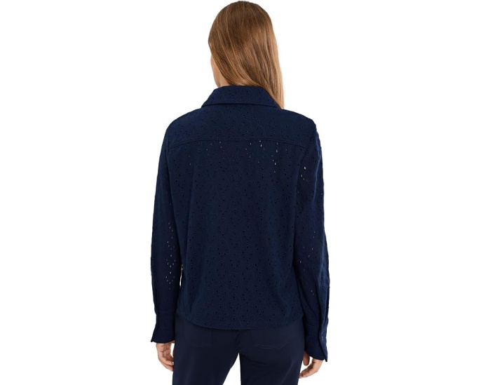 Топ NIC+ZOE Petite Knit Eyelet Pop On с ажурным узором