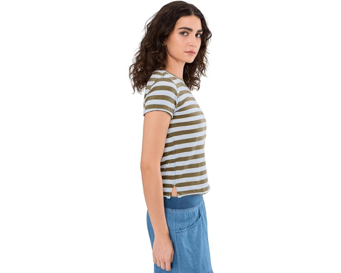 Футболка Free People Nora Tee с кружевными вставками и карманом в расслабленном стиле