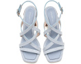 Туфли Park Block 85 на устойчивом каблуке Stuart Weitzman ярко-синие и натуральные