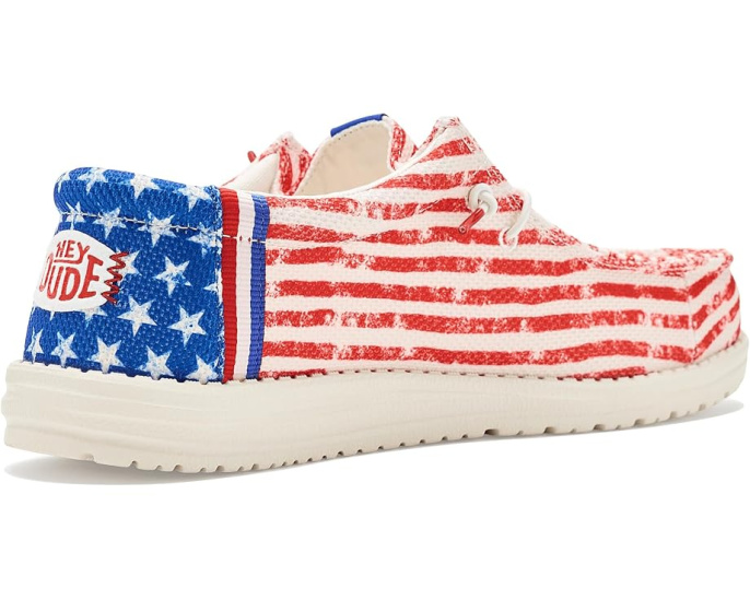 Кроссовки Hey Dude Wally Americana с хлопковым верхом и эластичными шнурками