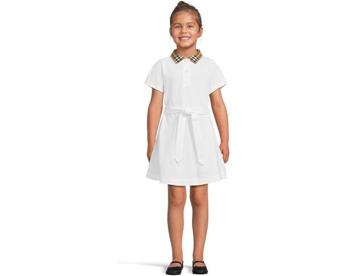 Платье Burberry Kids Astrid Check Collar с клетчатым воротником и поясом