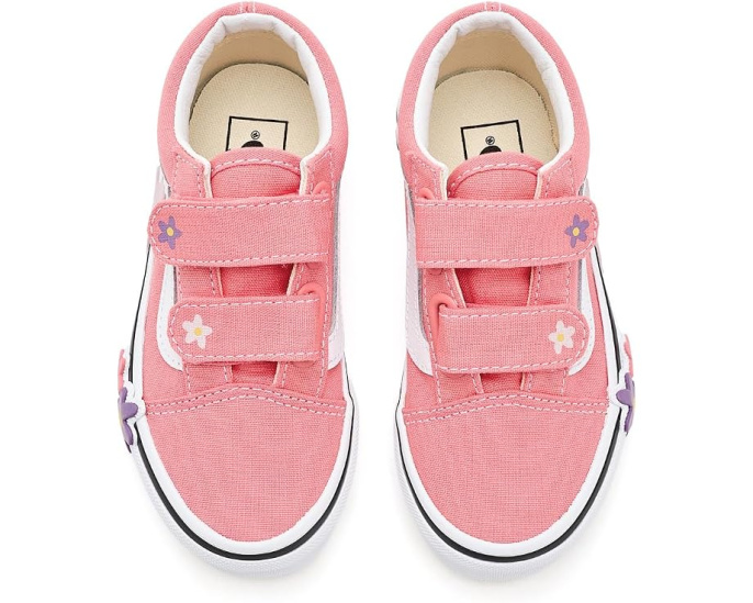 Кроссовки детские Vans Old Skool V Flower с цветочным принтом