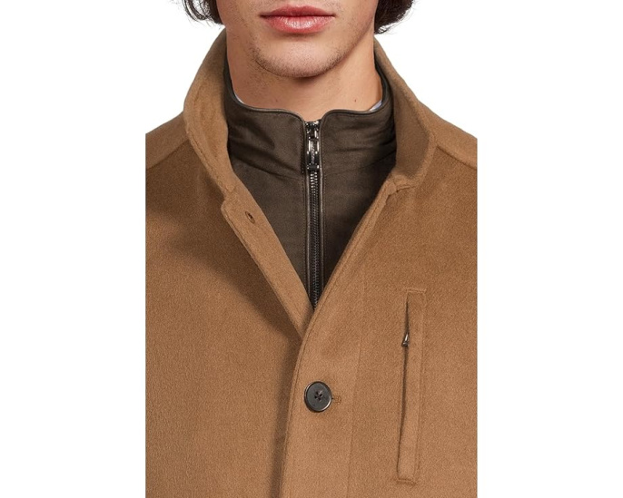 Шерстяное пальто Johnston & Murphy Upton Car Coat с отстегивающимся нагрудником