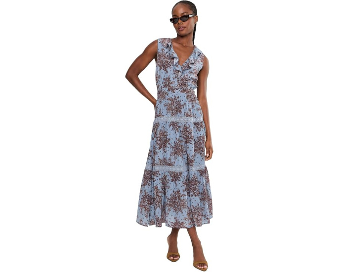 Ruffle Neckline Maxi Dress