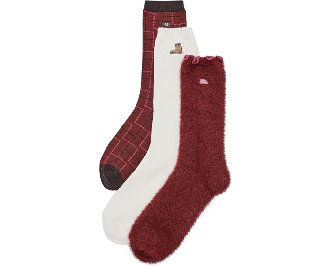 Набор из 3 носков UGG Classic Crew с рюшами и пледом