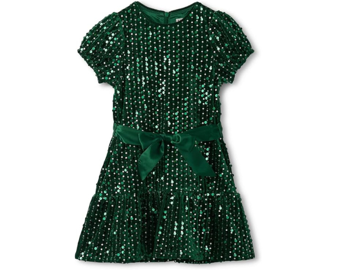Бархатное платье Hatley Kids с пайетками и поясом