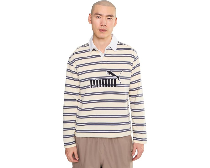 Поло Puma Essentials Elevated No.1 Relaxed Striped Rugby Polo с расслабленным кроем и полосатым принтом