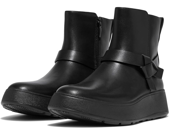 Короткие ботинки FitFlop F-Mode на платформе из кожи с узлом