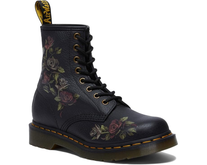 Ботинки Dr. Martens 1460 Leather Lace-Up с принтом роз и круглым носком