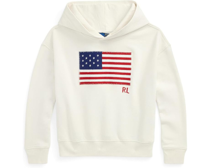 Flag-appliqué French Terry Hoodie (Big Kid)