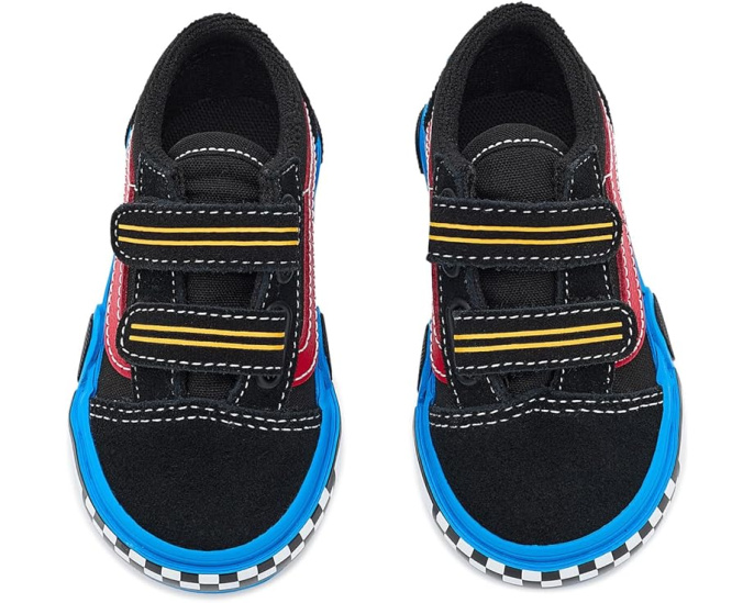 Детские кеды Vans Kids Old Skool V Car на липучке с усиленным мыском