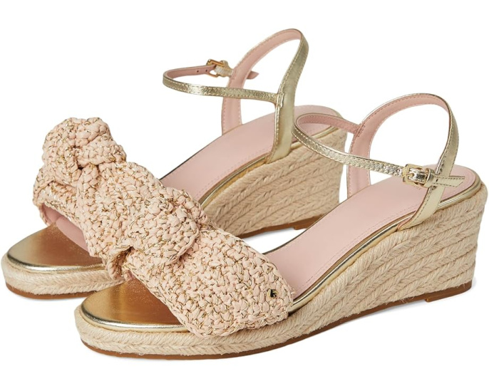 Kate Spade New York сандалии Leandra Raffia на танкетке с регулируемым ремешком