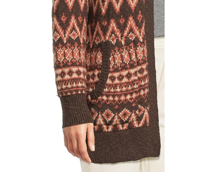 Кардиган L.L.Bean Cotton Ragg Sweaters Open Cardigan Fair Isle с рисунком и приталенным кроем