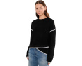 Long Sleeve Crew Neck Sweater with Cream Tulip Hem