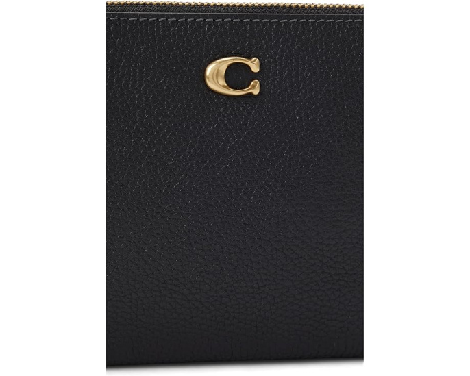 Маленький кошелек на запястье COACH Polished Pebble из кожи