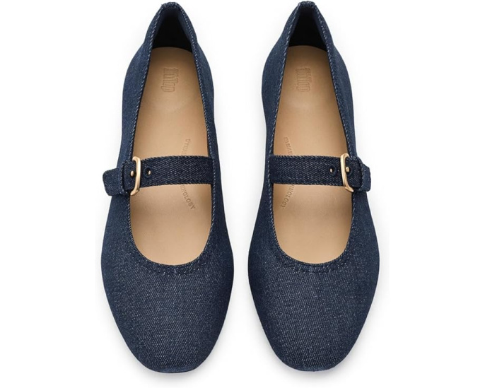 Туфли FitFlop Delicato Mary Jane из денима на клиновидном каблуке