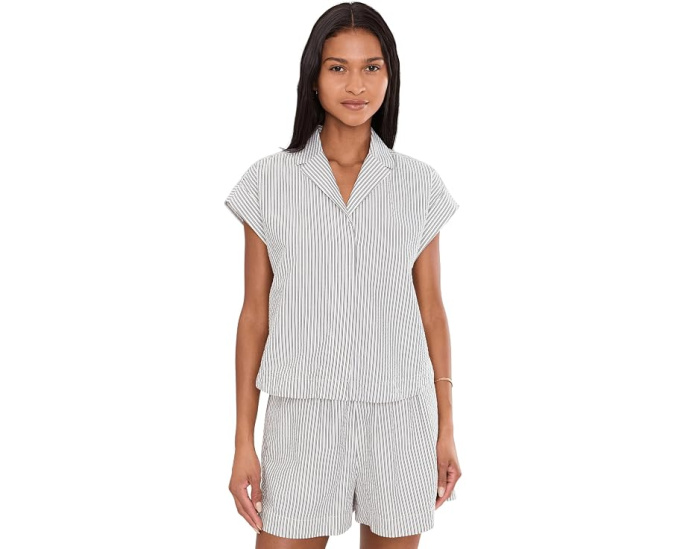 Рубашка Madewell Mindy с капюшоном и полосками