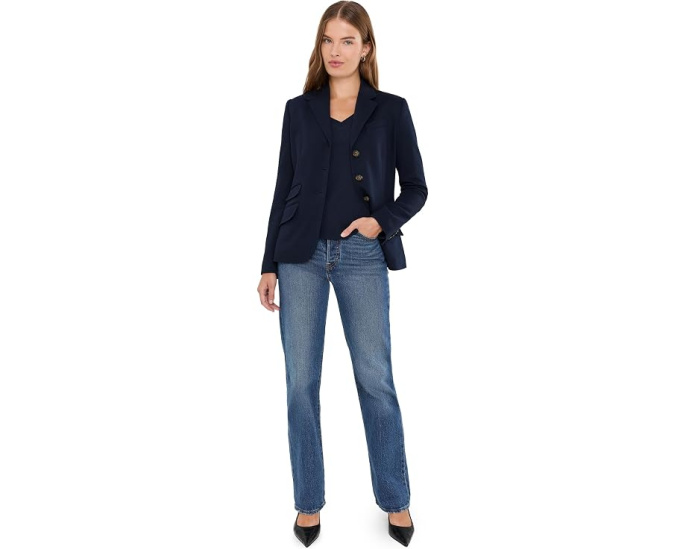 Petite Cotton Herringbone Jacquard Blazer