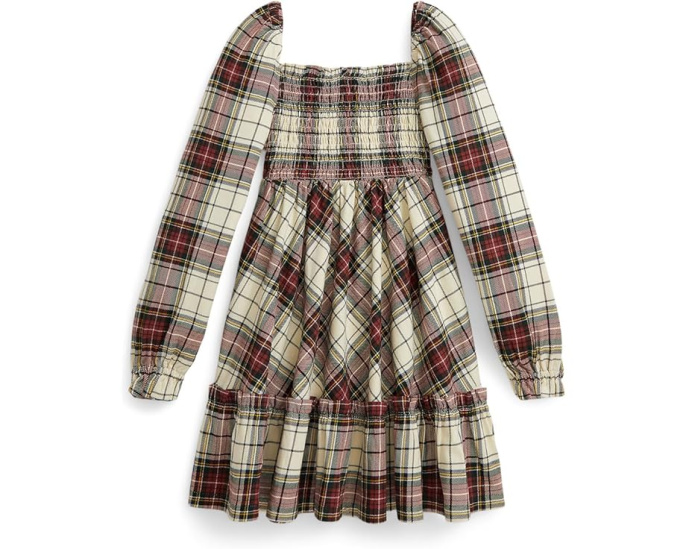 Платье для девочки Polo Ralph Lauren Kids из хлопкового джерси в клетку с рюшами