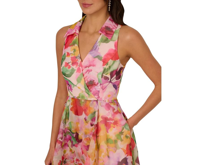 Платье Adrianna Papell Printed High-Low с асимметричным подолом