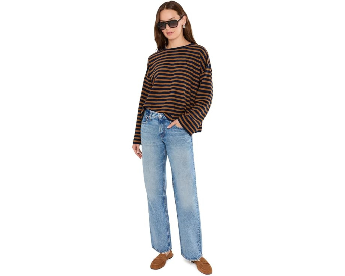 Madewell легкая футболка с длинным рукавом Oversize в полоску