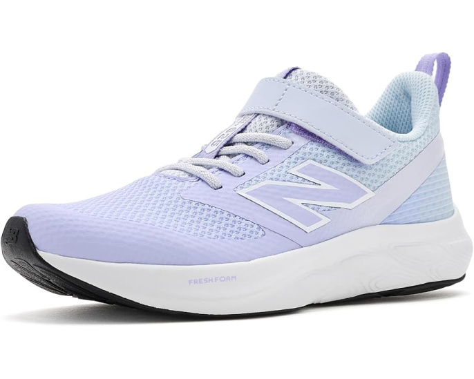 New Balance 625 детские кроссовки на липучках фиолетовые с дышащей сеткой