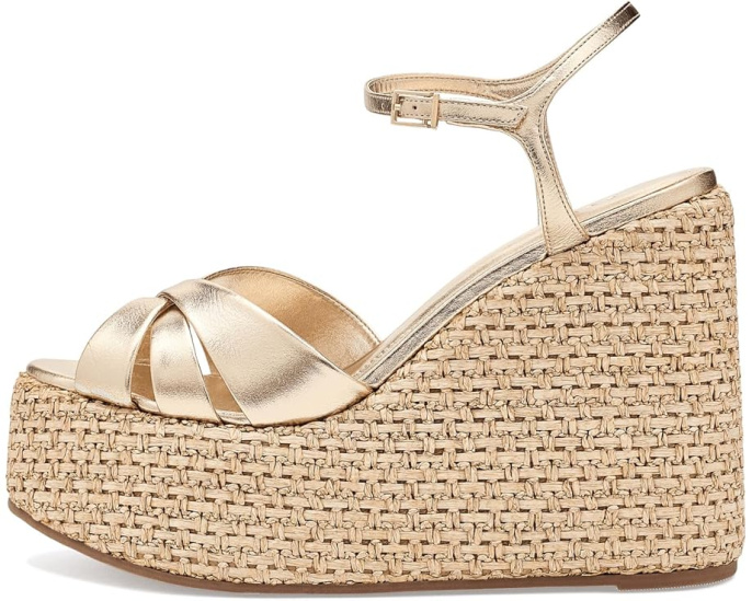 Босоножки-клинья Schutz Keefa Metallic с текстурированной рафией