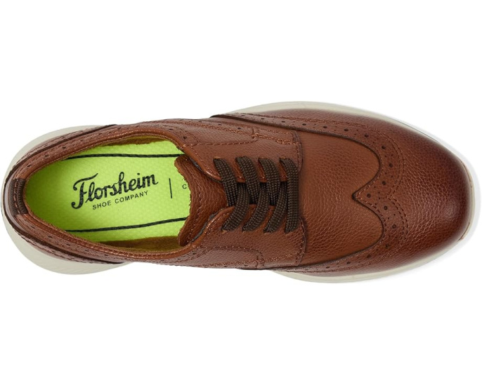 Оксфорты Florsheim Kids Great Lakes Wing Tip из зернистой кожи с Memory Foam