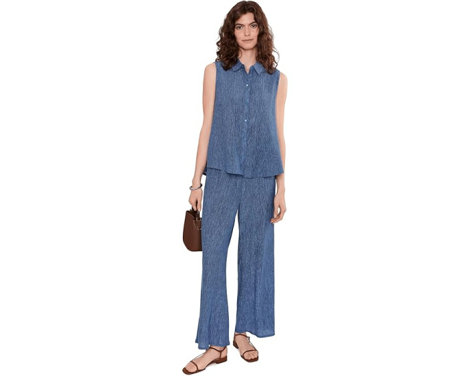 Рубашка Woven Plisse Classic Collar Shirt Eileen Fisher с воротником
