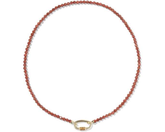 Kendra Scott ожерелье Emery Beaded Strand с бусинами из золота и черного агата